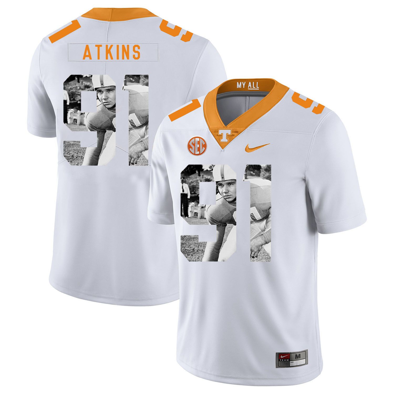 Men Tennessee Volunteers #91 Atkins White Fashion Edition Customized NCAA Jerseys->customized ncaa jersey->Custom Jersey